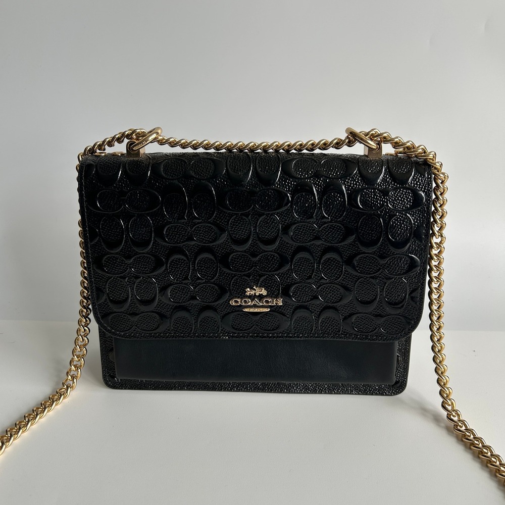 Coach Klare Crossbody Black Signature Embossed Leather Bag CV397